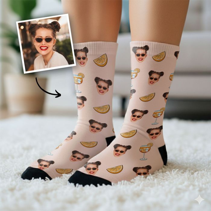 Personalisierbare Aperol Socken mit Gesicht
