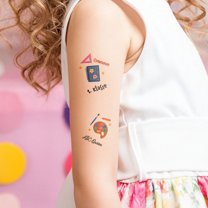Personalisierbare Kinder Tattoos Schulanfang