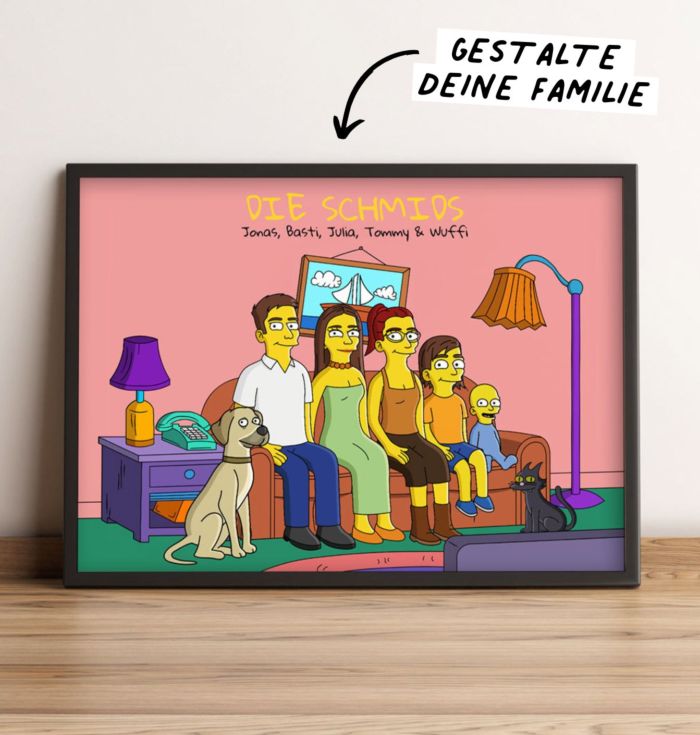 Personalisierbare Poster-Illustration Cartoon Familie
