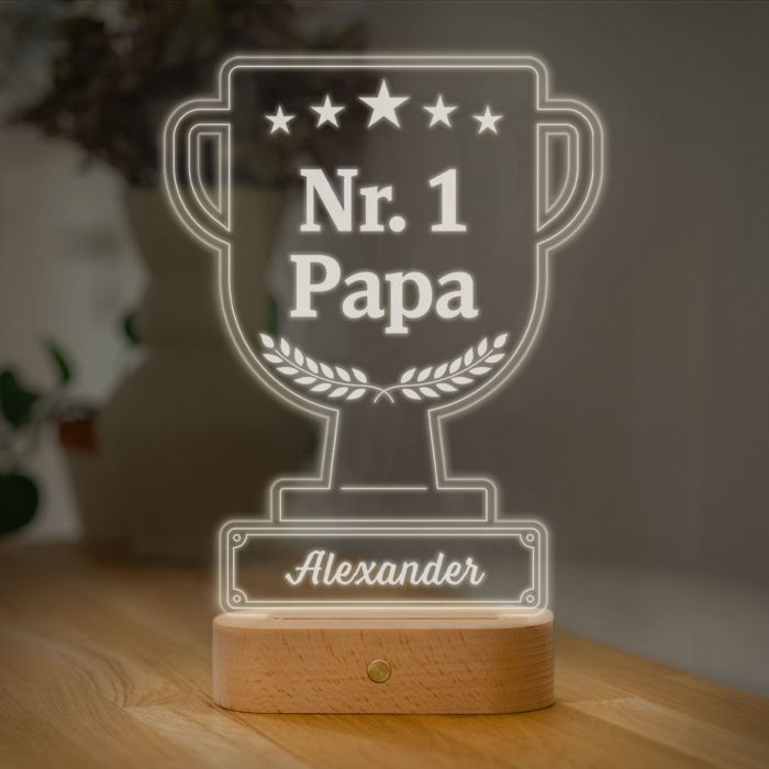 Personalisierbare LED-Lampe Pokal mit Text