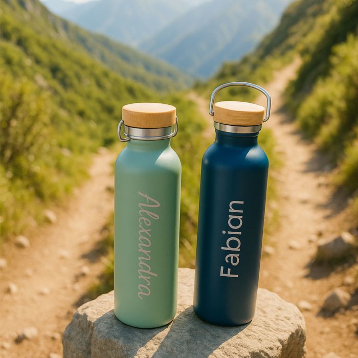 Personalisierbare Edelstahl Trinkflasche mit Name